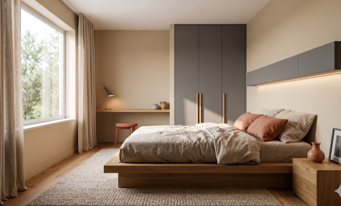 Спальня после премиального ремонта, 18 м²