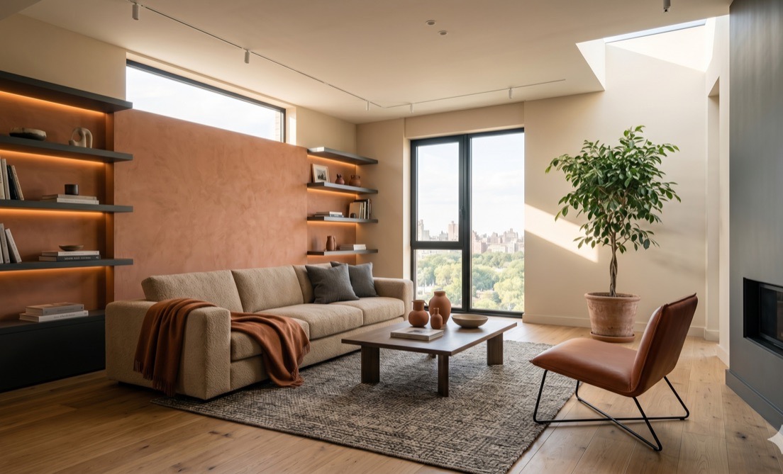 Гостиная после капитального ремонта, 68 м²
